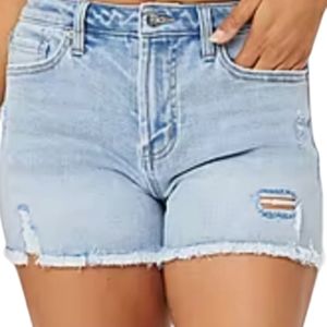 Juicy Couture Women's Mid-Rise Size 30 Baby Blue Light Wash Distressed‎ Shorts